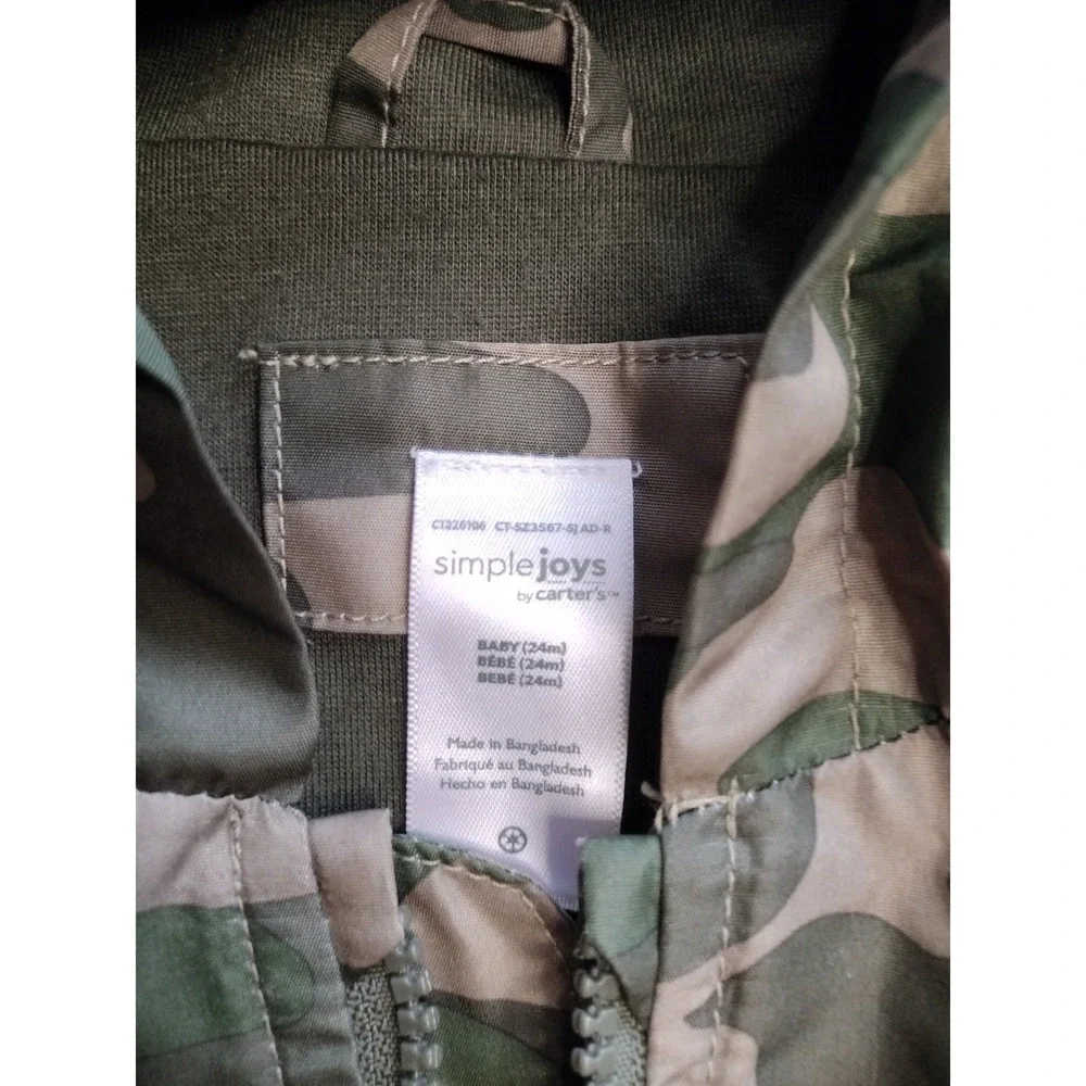 Simple Joys by‎ Carters Baby Boys Camo Hooded Windbreaker Jacket Green 24M
